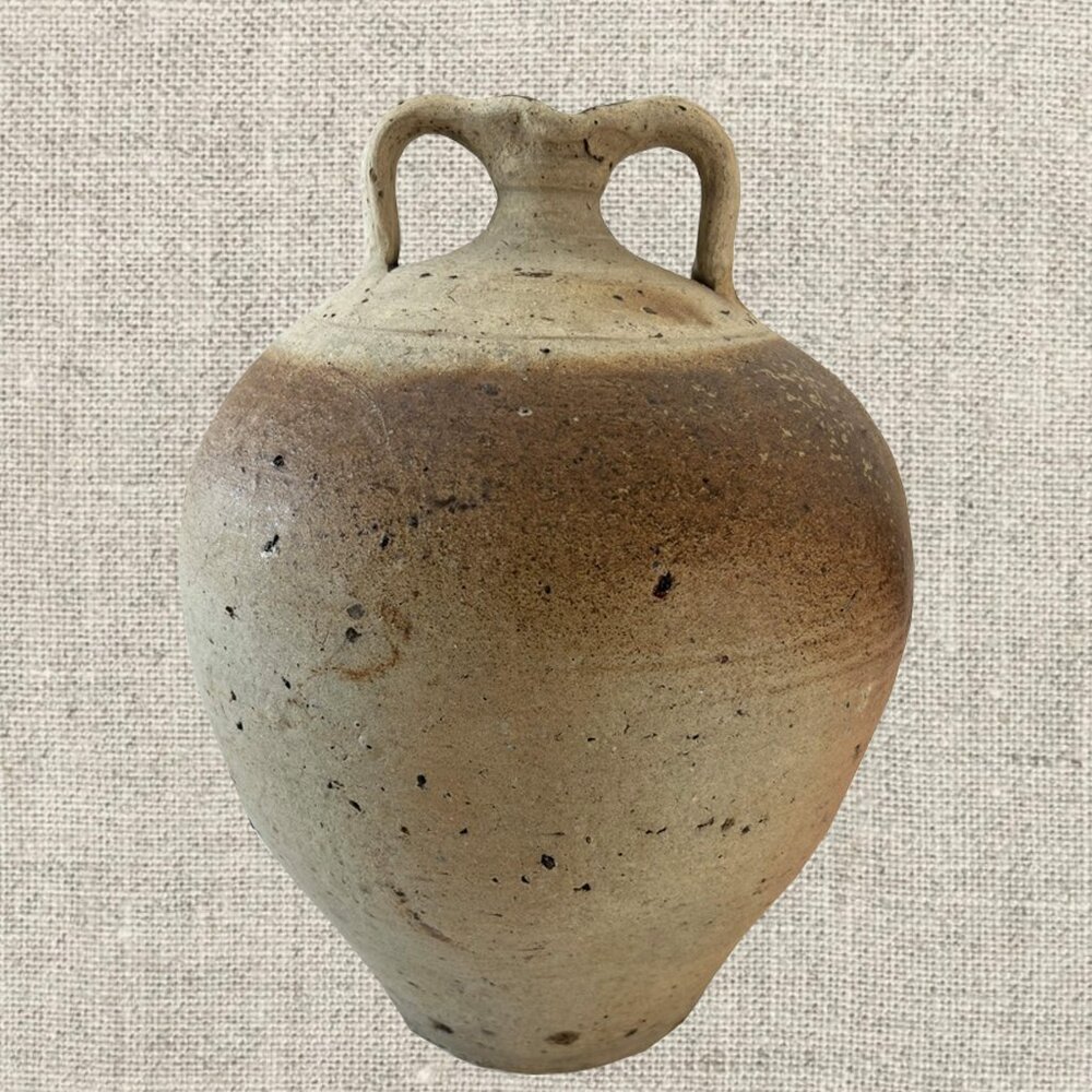 19c French Provincial Stoneware Double Handle Water Jug